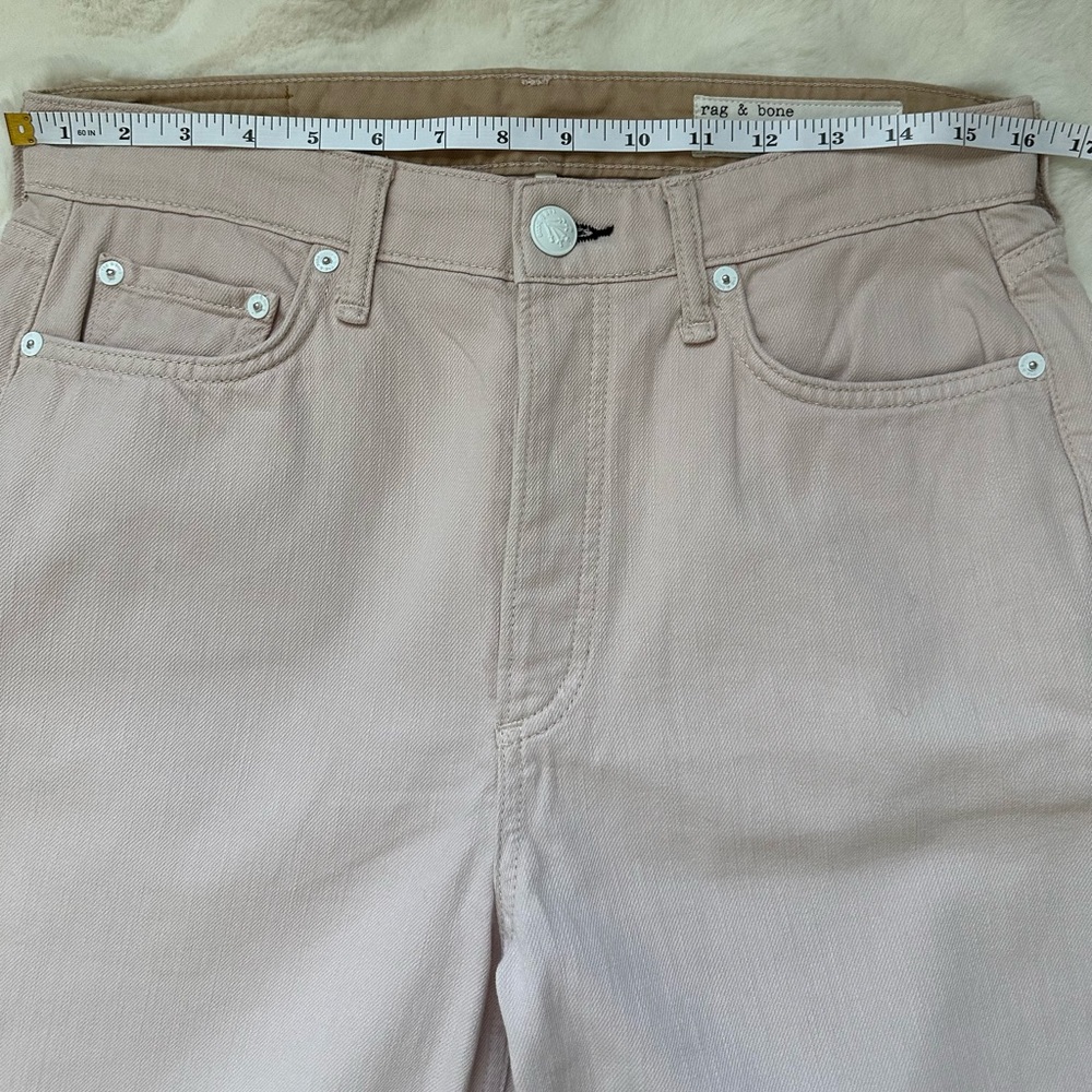 Rag & Bone New York Blush Pink Mid-Rise Wide Leg Button Fly Jeans- size 28. - Picture 9 of 11